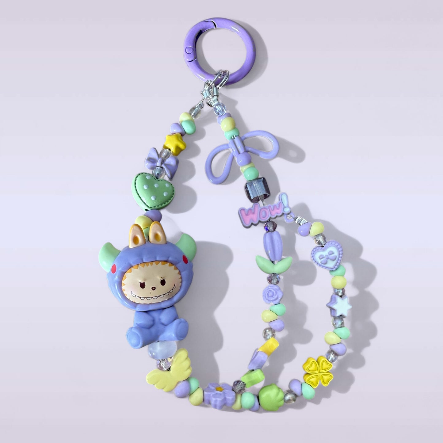 Labubu Pajama Party Beaded Phone Charm – Handmade Keychain & Bag Accessory