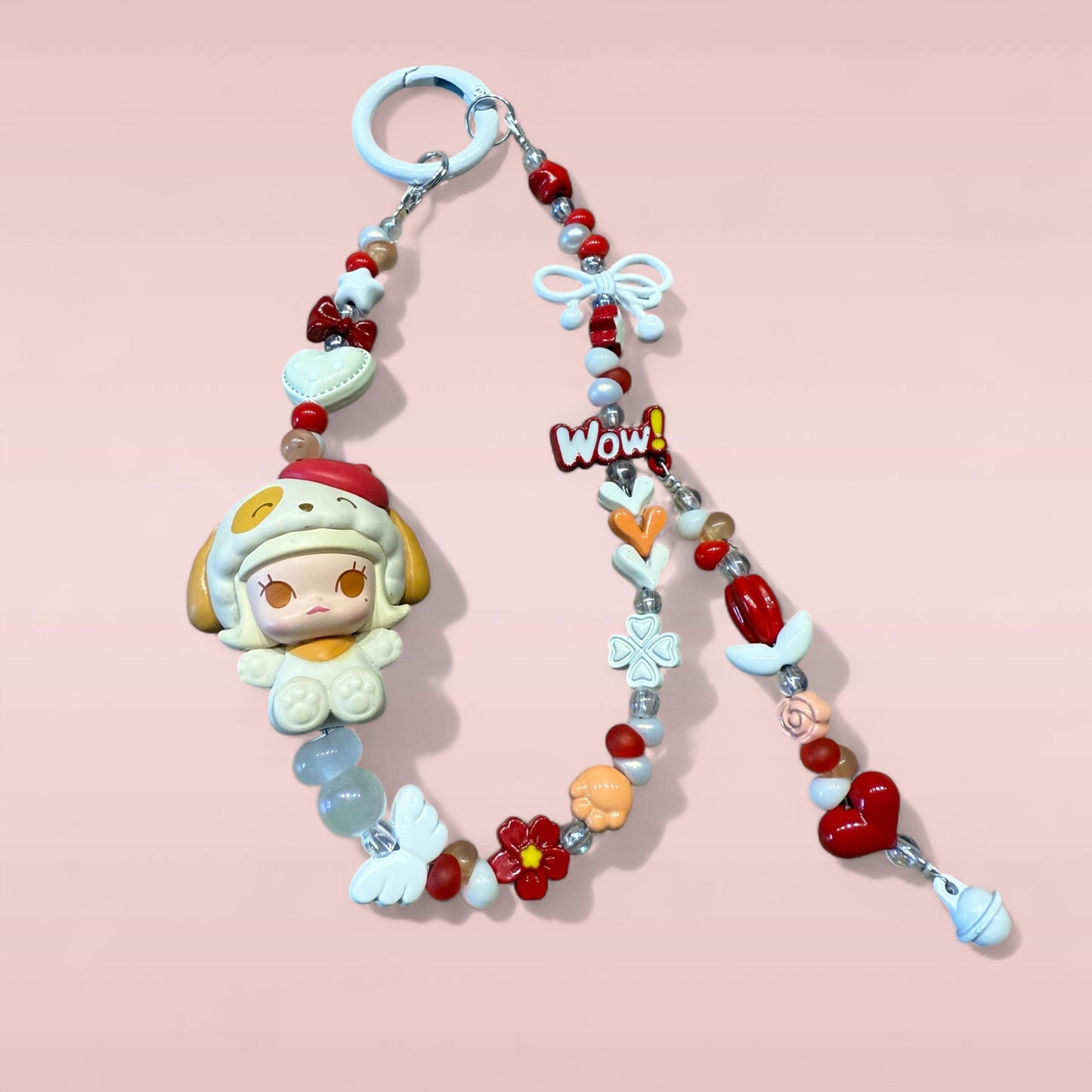 Pajama Party Molly Phone Charm & Bag Pendant – Handmade Beaded Keychain