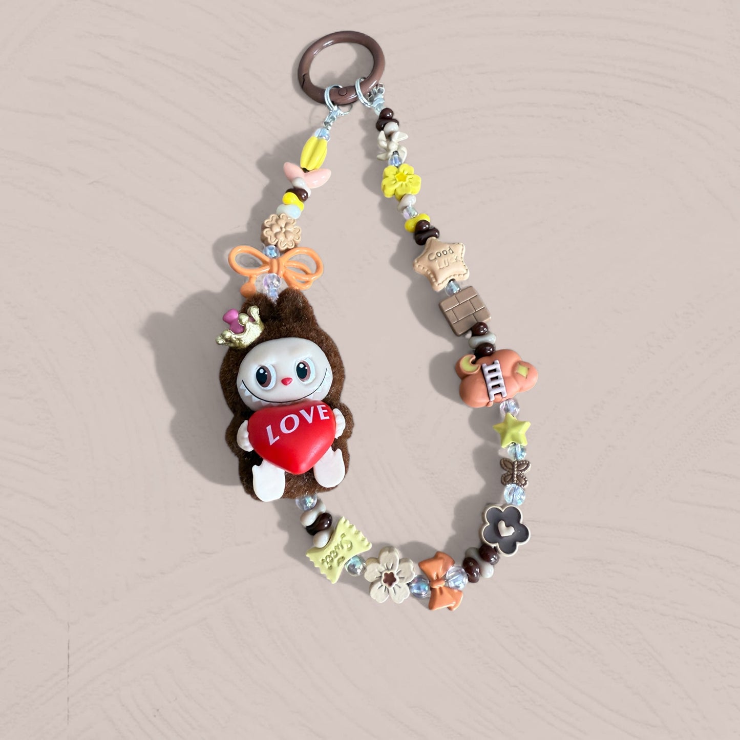 Love Labubu Flocked Phone Charm – Chocolate Brown Edition