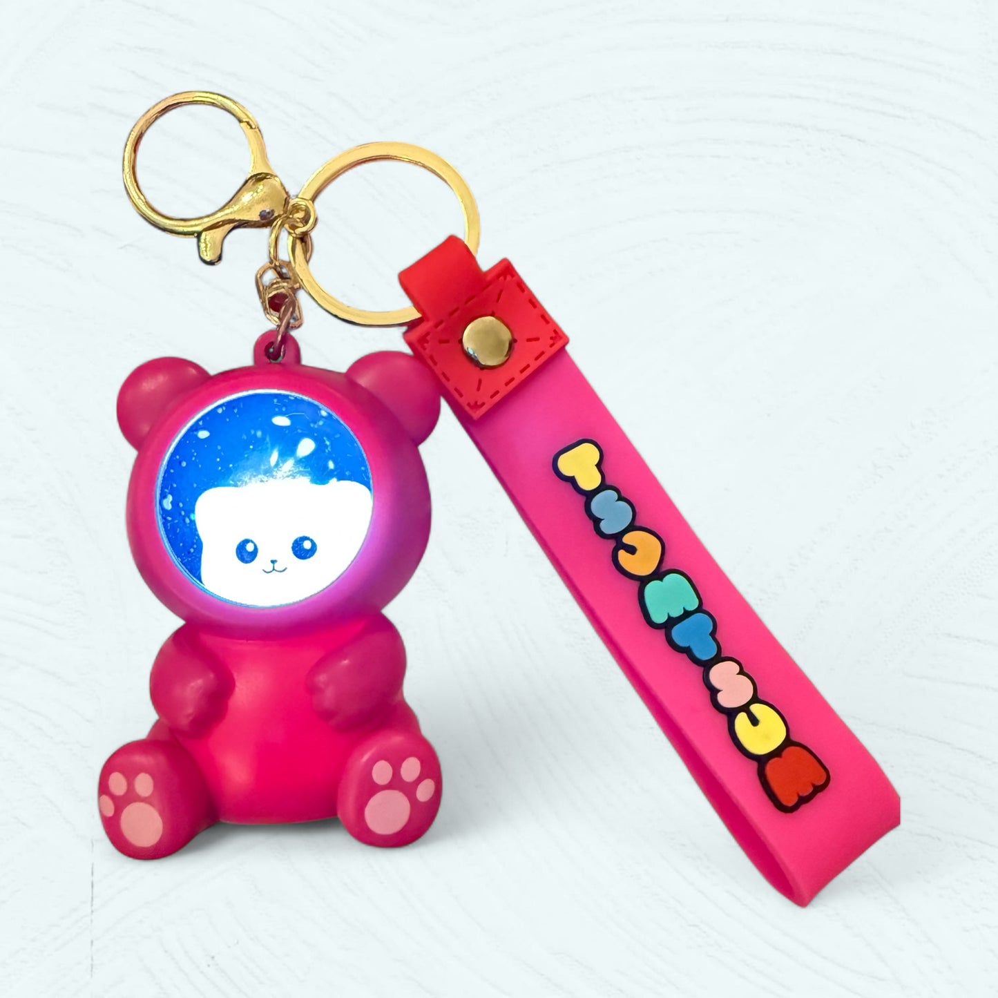 Porte-clés lumineux ourson & chat – 3 couleurs au choix