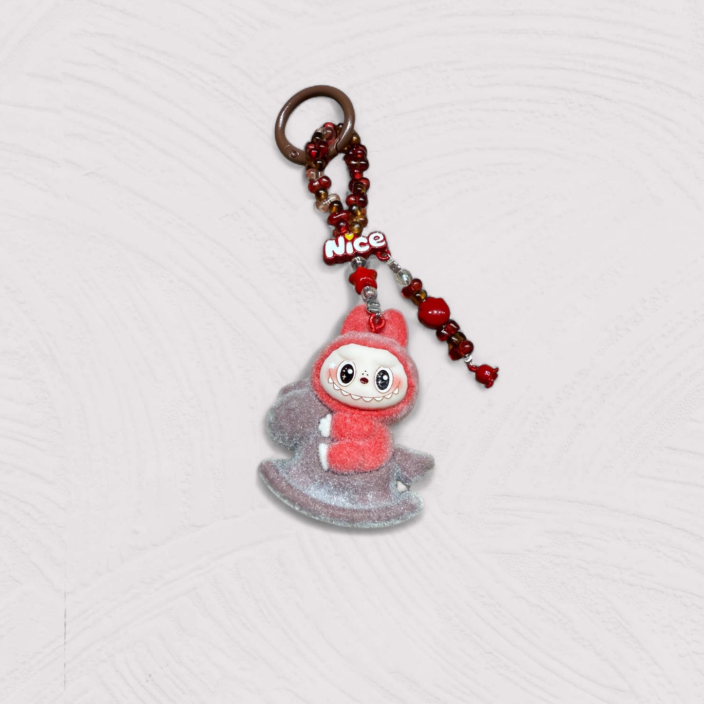 Labubu Plush Rocking Horse Keychain – Handmade Flocked Bag Charm