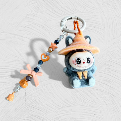 Labubu Wizard Keychain – Handmade Flocked PVC Bag Charm