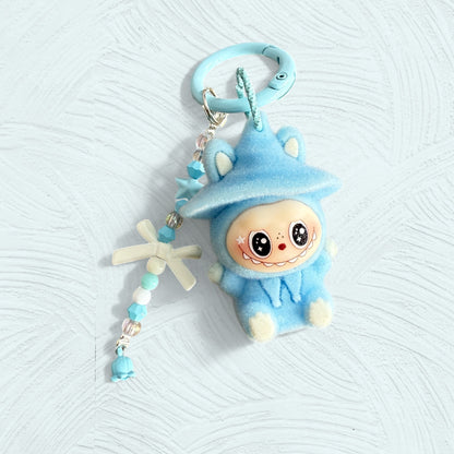 Labubu Wizard Keychain – Handmade Flocked PVC Bag Charm