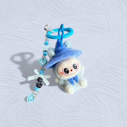 Labubu Wizard Keychain – Handmade Flocked PVC Bag Charm
