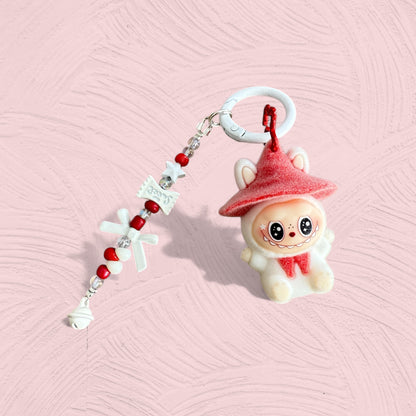 Labubu Wizard Keychain – Handmade Flocked PVC Bag Charm