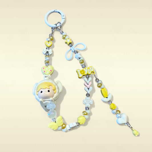 Pajama Party Hachi  Charm – Handmade Beaded Phone Strap & Bag Accessory
