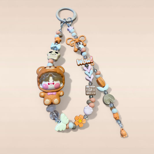 Pajama Party Pino Phone Charm & Bag Pendant – Handmade Beaded Keychain