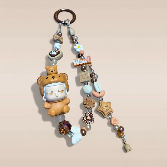 Pajama Party KUBO Phone Charm – Handmade Beaded Keychain