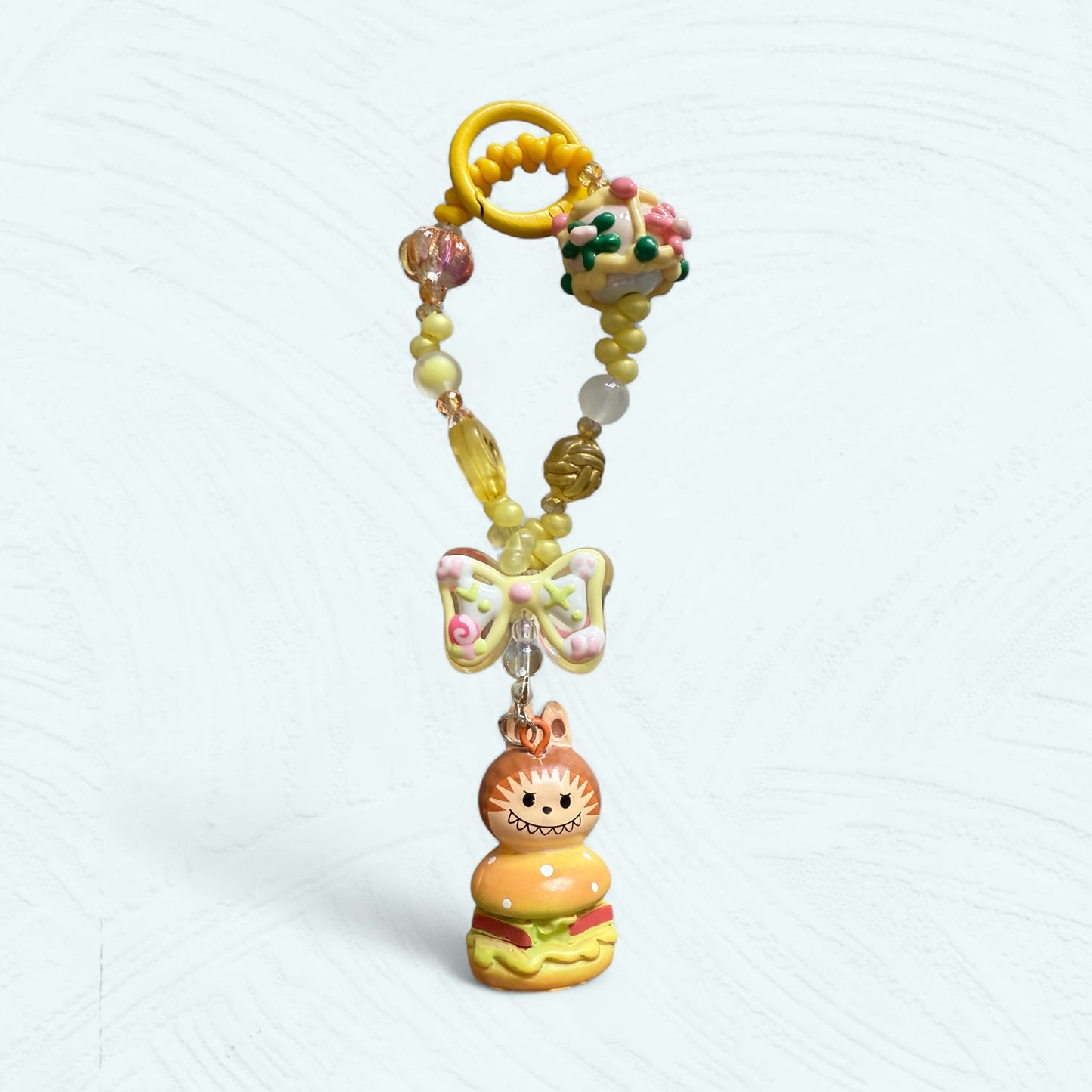 Labubu Hamburger – Pendentif téléphone & sac fait main