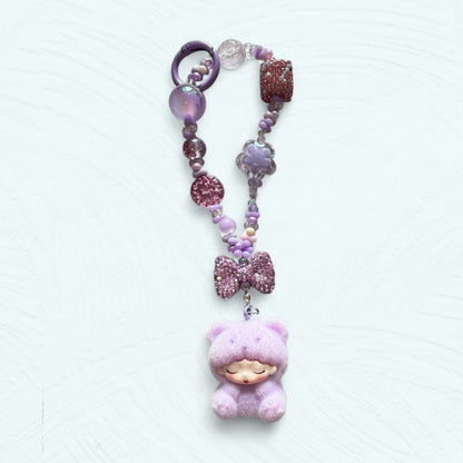 Porte-bonheur ourson en velours – Pendentif sac et téléphone