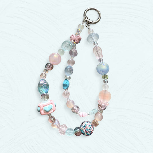 Chaîne téléphone & sac pastel – Fait main, pièce unique