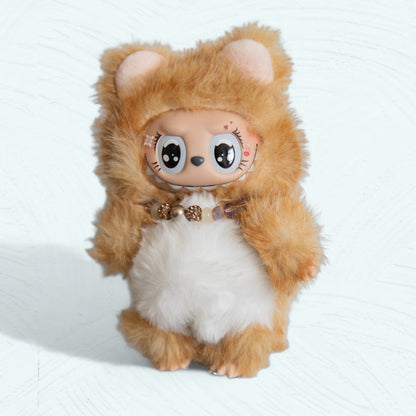 Labubu chat roux customisé – Pièce unique fait main