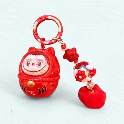 Porte-clés Labubu – Série Daruma colorée