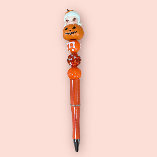 Stylo Perlé d'Halloween – Design Citrouille Mignonne