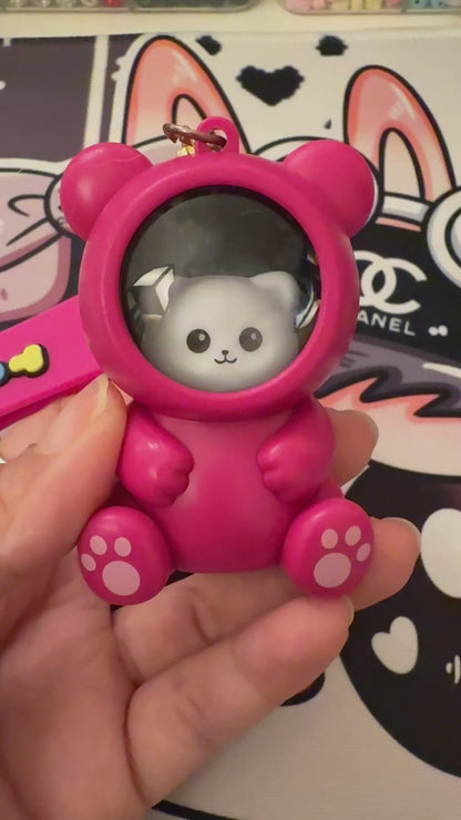 Porte-clés lumineux ourson & chat – 3 couleurs au choix
